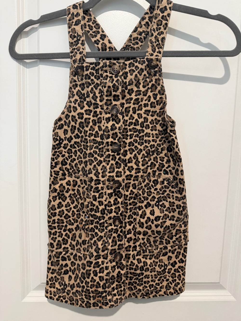 wonder nation Tan and Black Leopard Print Overall Dress
